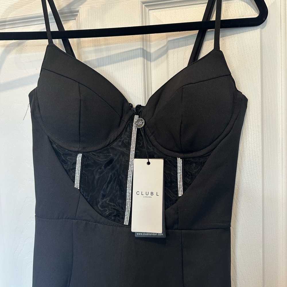NWT Club L London Black Night Out Party Birthday Clubbing Mini Dress 🖤🍾